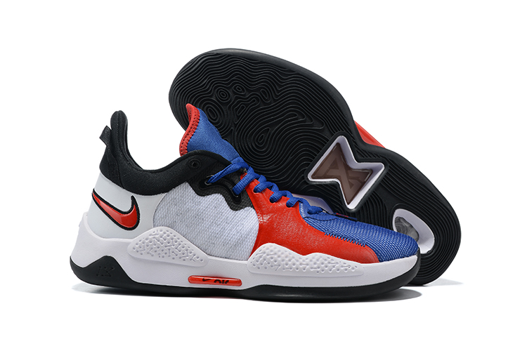 2021 Nike Paul George 5 Blue Red White Black Basketball Shoes - Click Image to Close